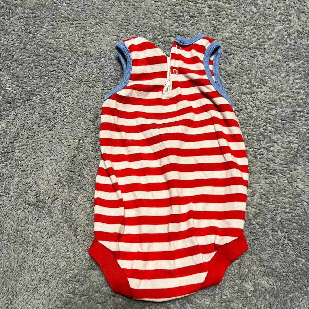 Vintage Buster Brown Romper Baby 6-9 Monthe Stripe Sailor Bodysuit